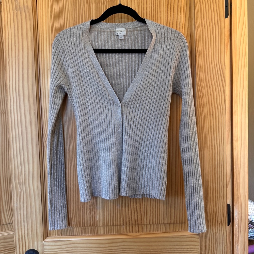 a new day Light Gray Ribbed Cardigan